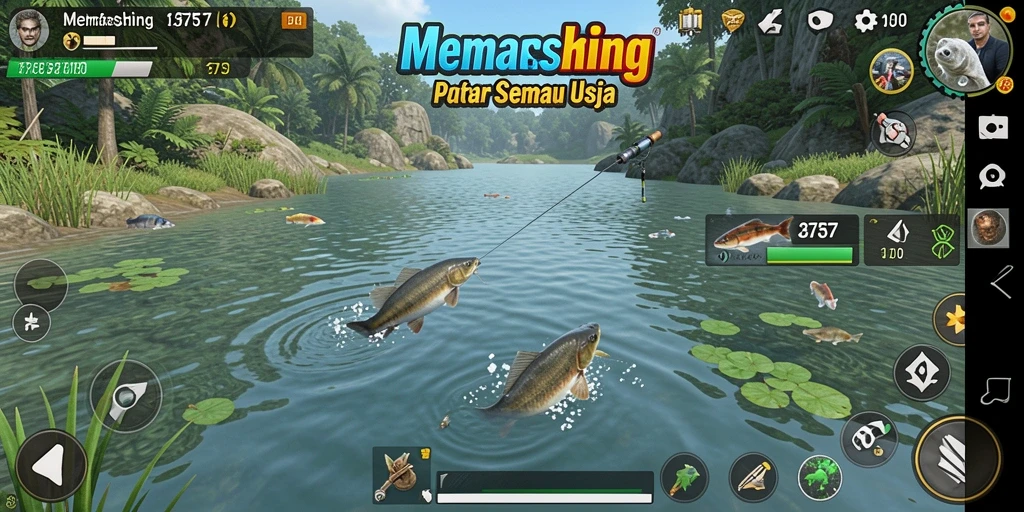 Tampilan antarmuka dari game Memancing yang seru dan interaktif.