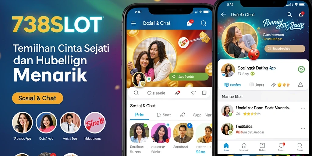 Tampilan antarmuka utama aplikasi Dating App 738SLOT yang menarik.