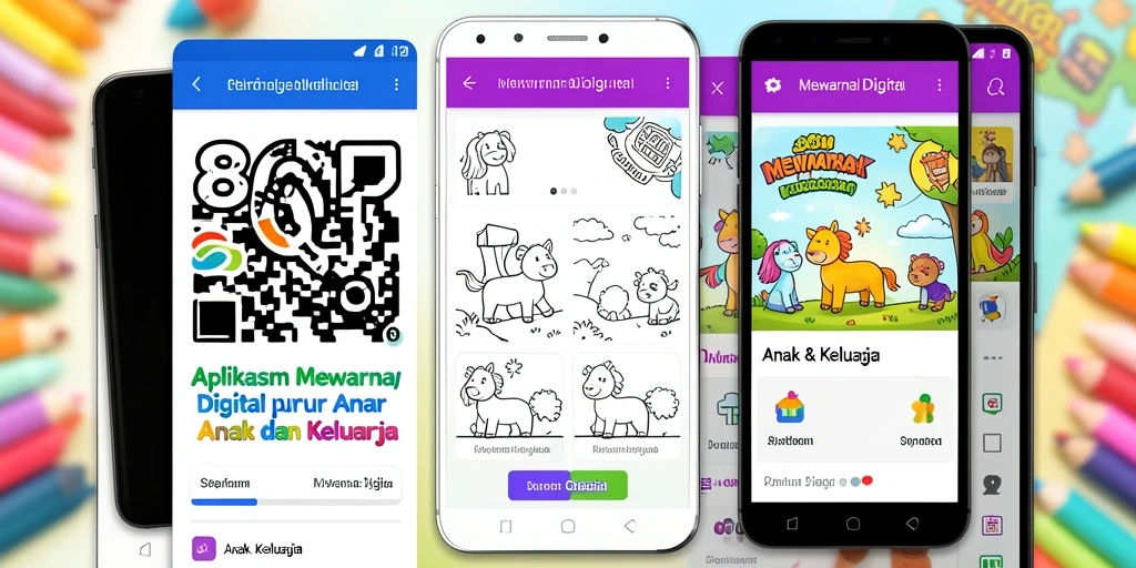 Antarmuka aplikasi 8QR yang menarik untuk mewarnai digital.