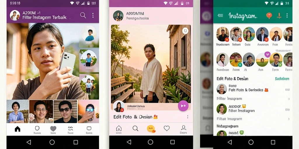 Tampilan antarmuka A200M yang sederhana dan fungsional untuk Filter Instagram.