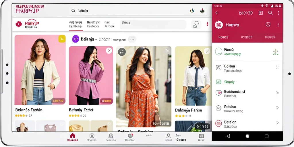 Tampilan modern HARAPJP yang user-friendly untuk belanja fashion.