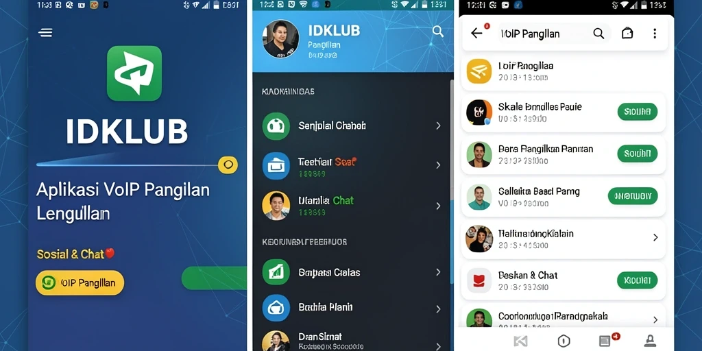 Antarmuka pengguna IDKLUB yang intuitif untuk VoIP Panggilan.