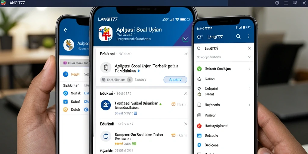 Tampilan antarmuka pengguna aplikasi Soal Ujian LANGIT77.