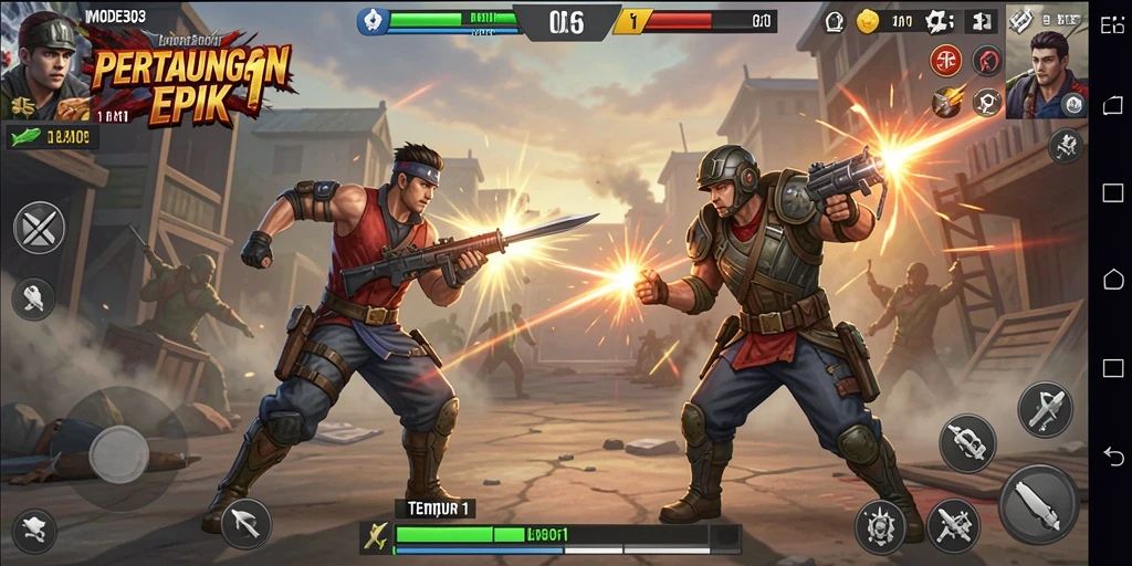 Tampilan antarmuka game Tempur 1 Lawan 1 yang menarik.