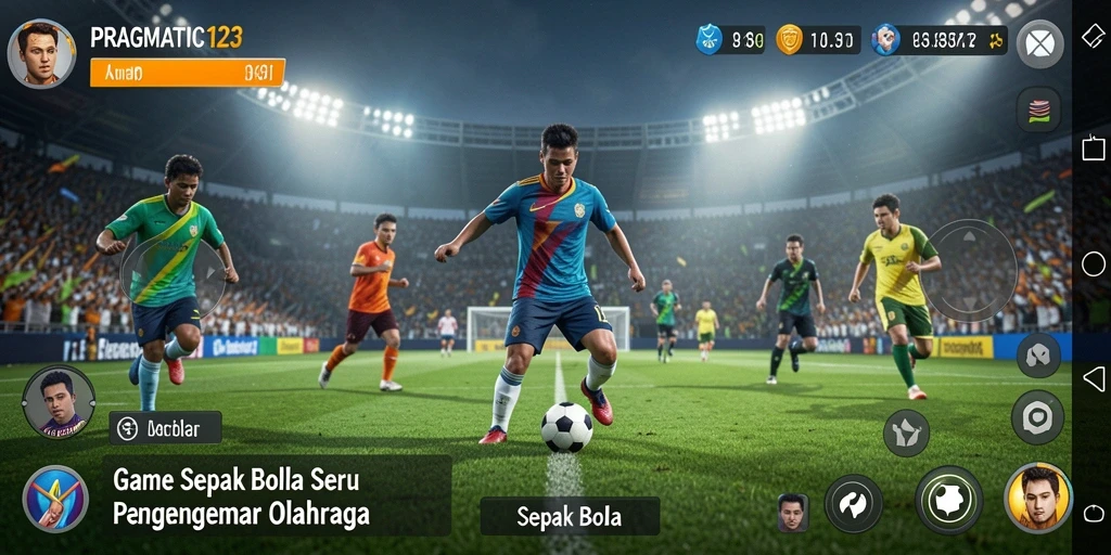 Tampilan antarmuka permainan Sepak Bola yang menarik dan menantang.