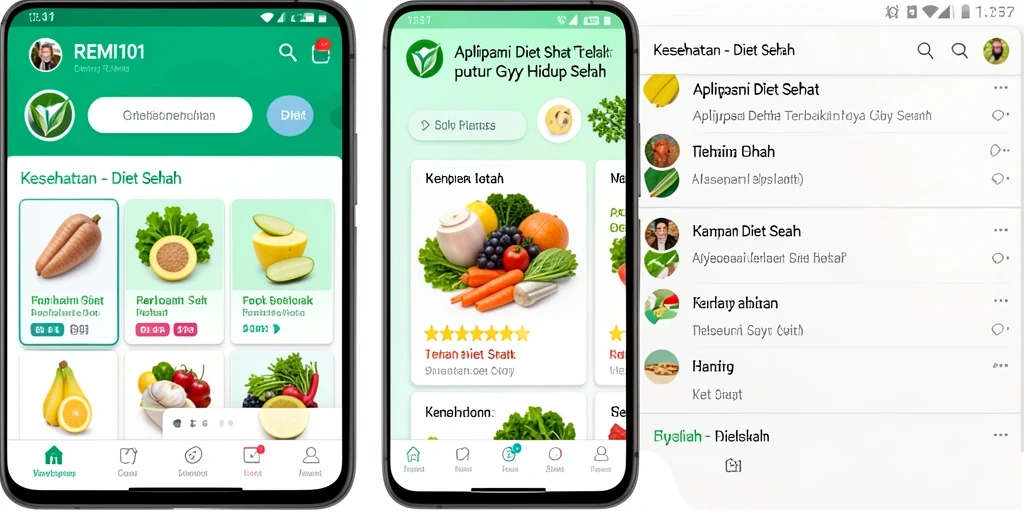 Antarmuka aplikasi REMI101 yang intuitif dan informatif untuk diet sehat.