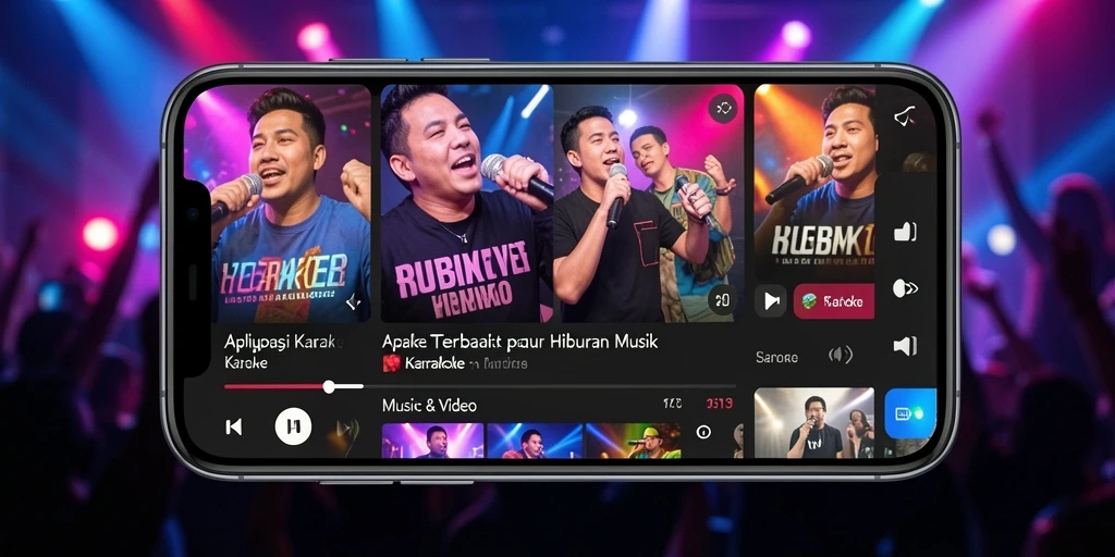 Antarmuka S13 yang menampilkan lirik dan kontrol karaoke.