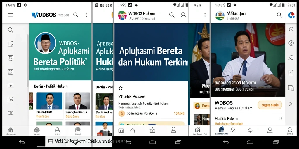 Antarmuka aplikasi WDBOS dengan berita politik dan hukum terkini.